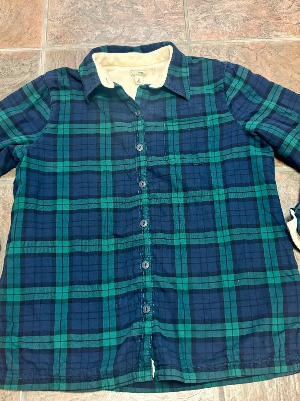 ~~L.L. Bean Long Sleeved Fleece Lined Plaid Flannel Button Up Shirt Women's M *